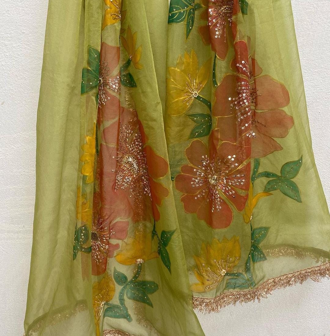 Handpainted embellished dupatta