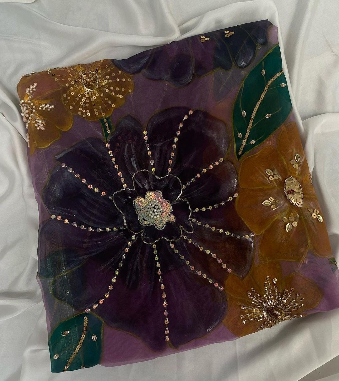 Handpainted embellished dupatta