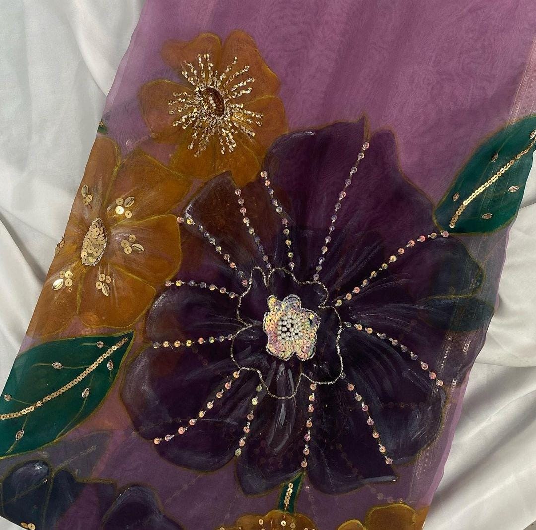 Handpainted embellished dupatta