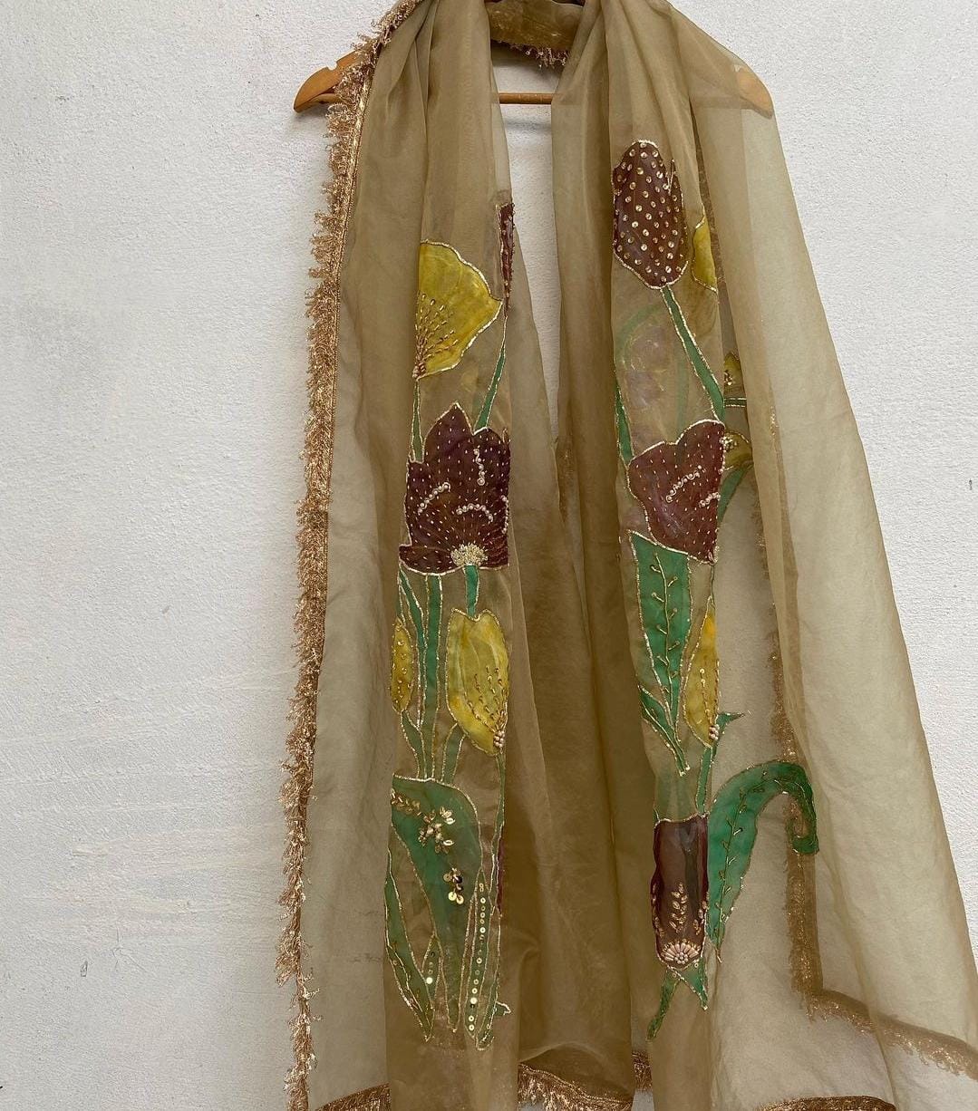 Handpainted embellished dupatta