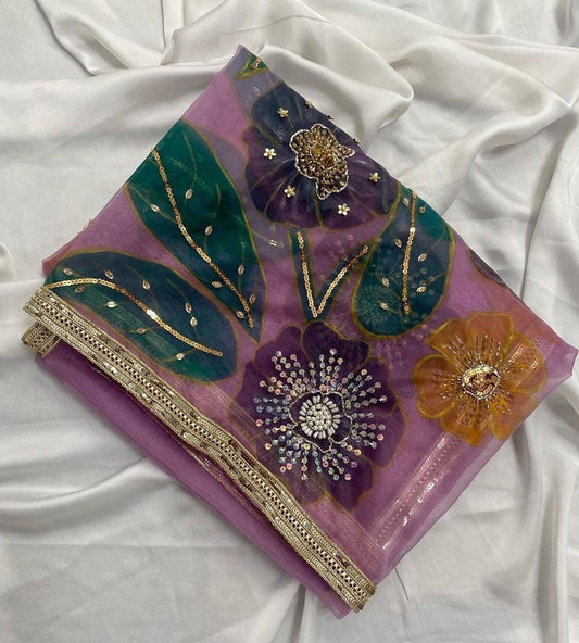 Handpainted embellished dupatta